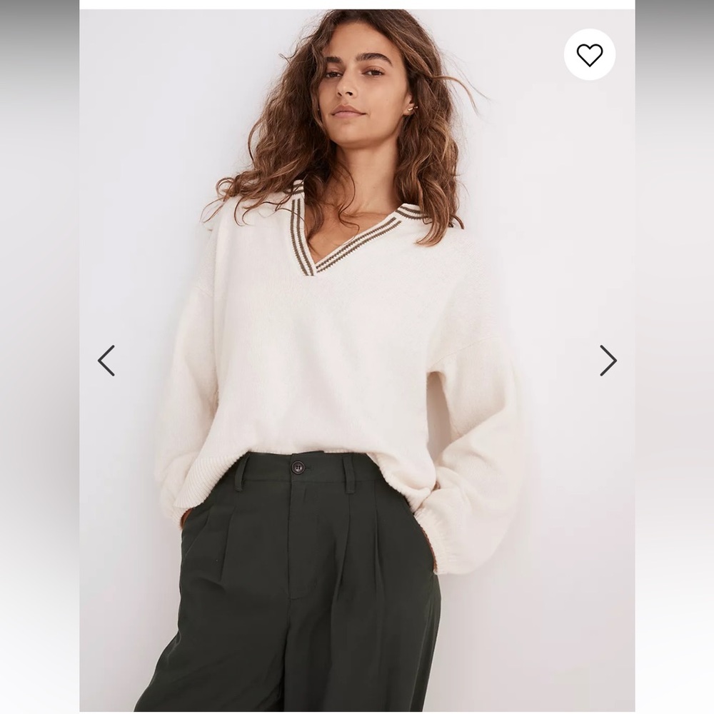 Madewell Wiltshire v-neck pullover sweater, antique cream